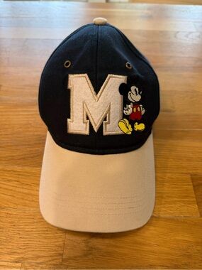 Disney Parks Navy and Tan Mickey Mouse 'M' Baseball Cap